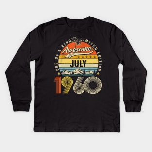 Awesome Since July 1960 Vintage 63rd Birthday Kids Long Sleeve T-Shirt